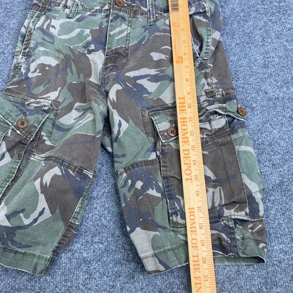 American Eagle Mens Next Level Flex Camo Cargo Shorts Green Brown Size 28
